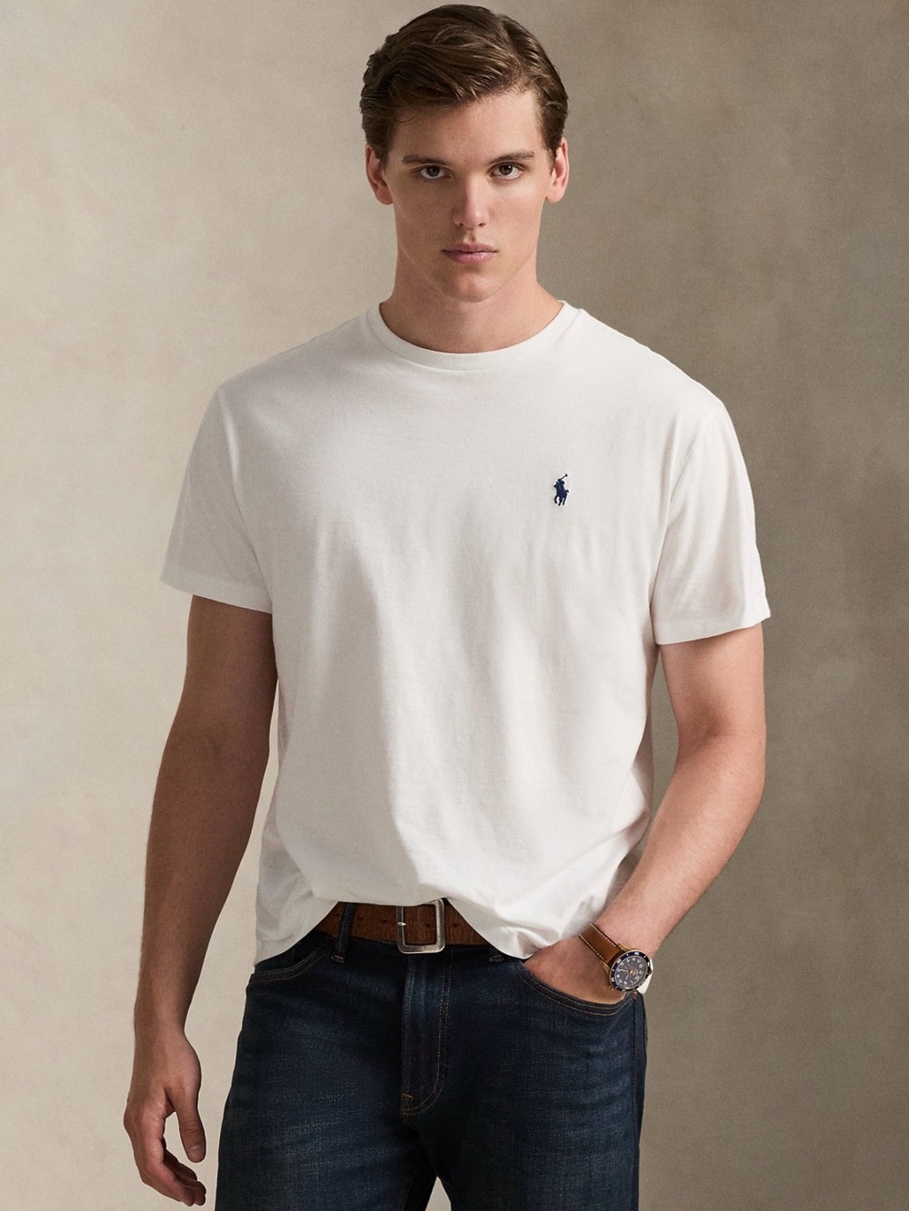 Polo Ralph Lauren Classic Fit Jersey Crewneck T-Shirt with Navy Pony Embroidery